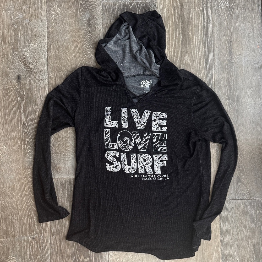 Live Love Surf Blue 84 Black Hoodie - 0391